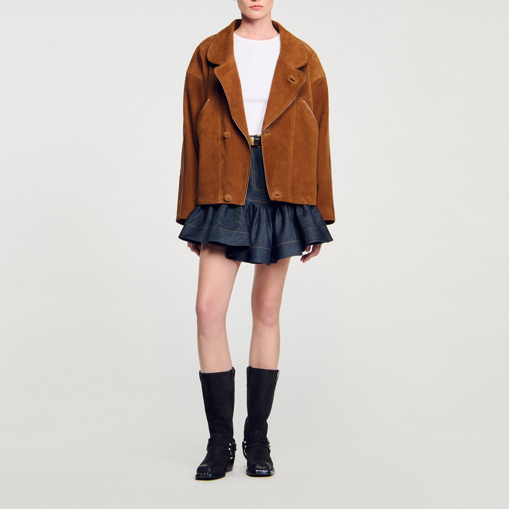 Giubbotto in scamosciato oversize - Donna | Sandro
