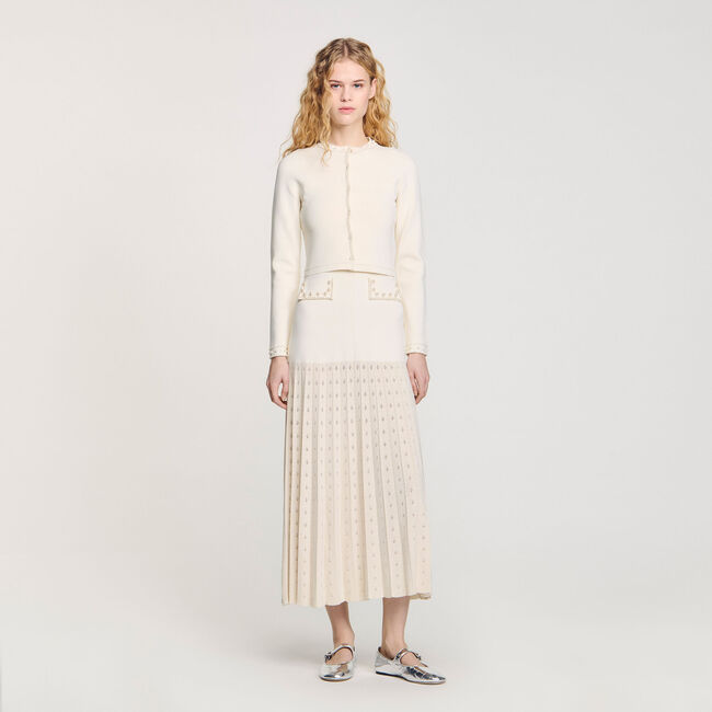 Cardigan corto con perline