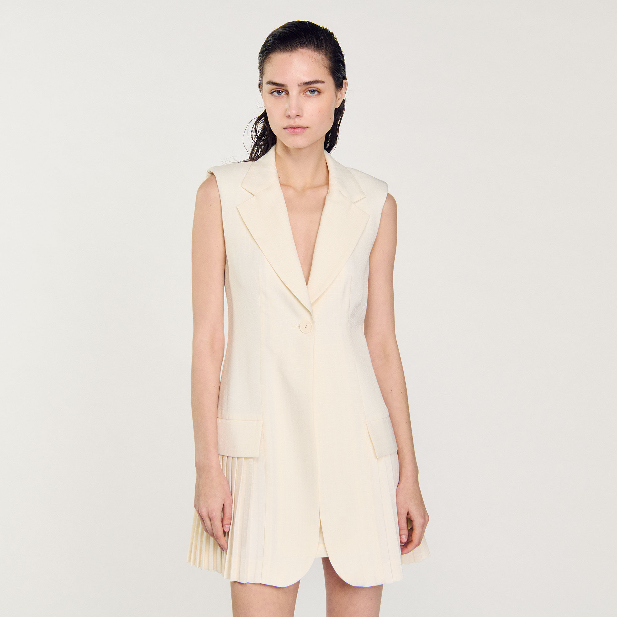 Abito corto stile tailleur a pieghe