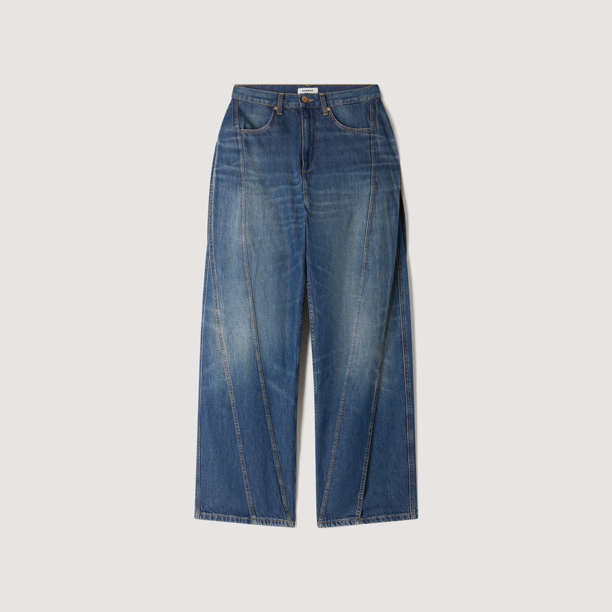 Jeans larghi con tagli impunturati - Donna | Sandro