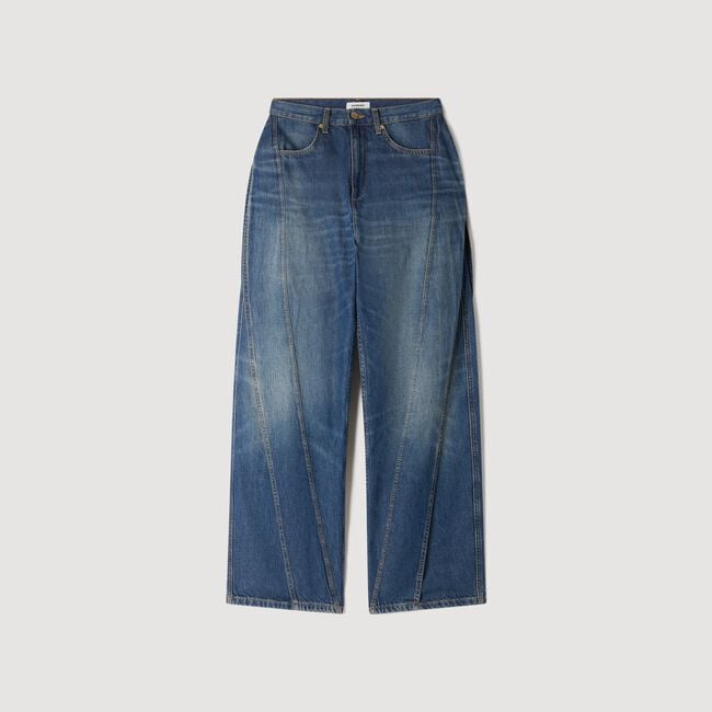 Jeans larghi con tagli impunturati - Donna | Sandro