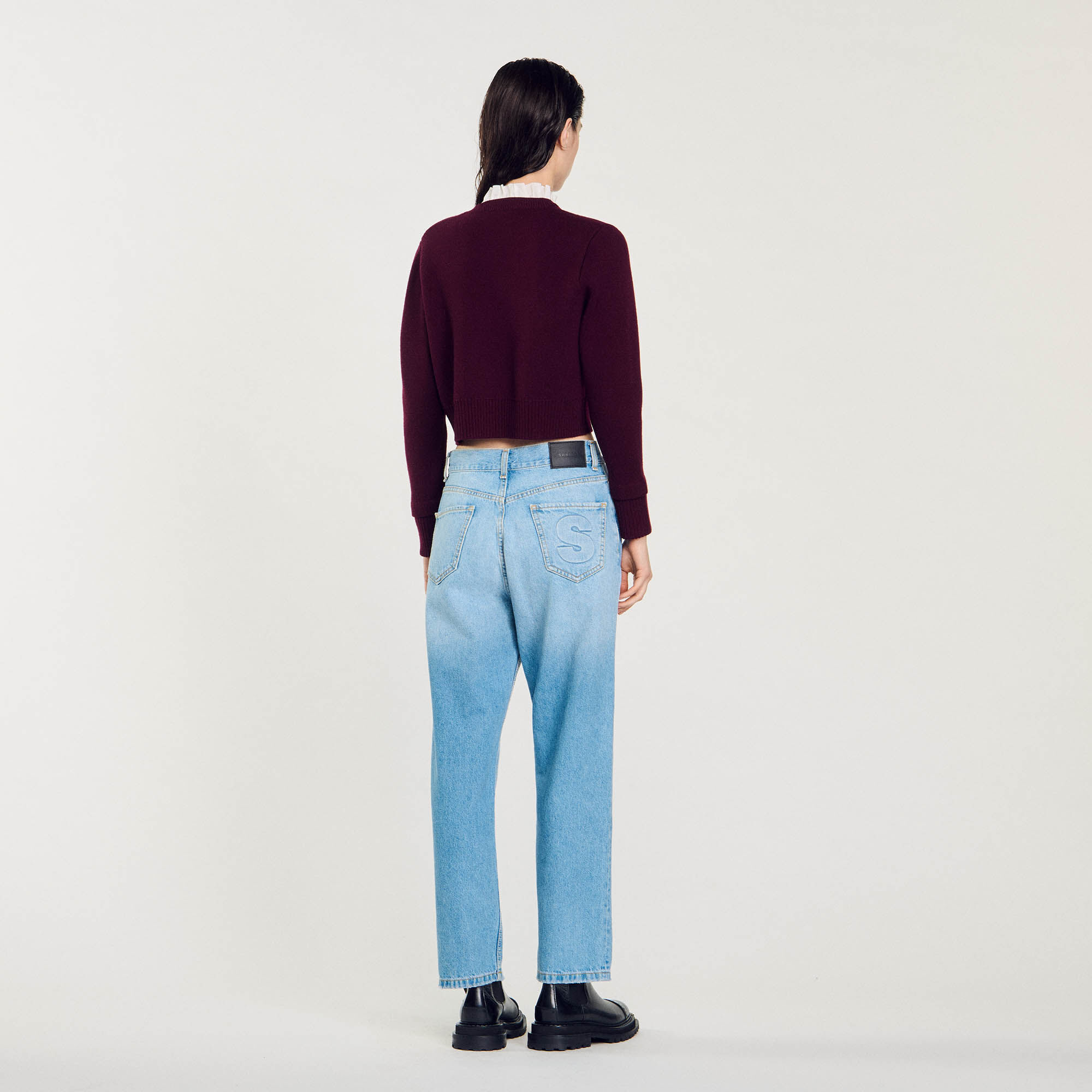 Cardigan in maglia con collo arricciato