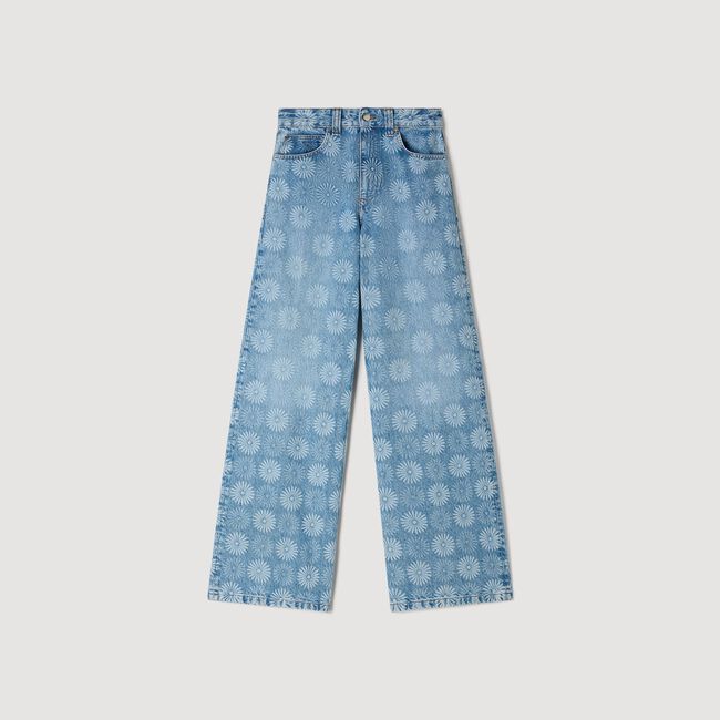 Jeans larghi con stampa floreale