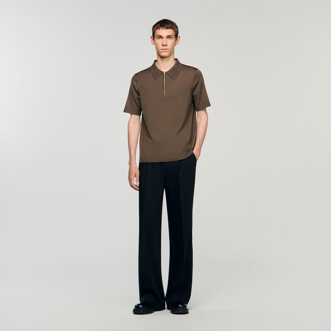 Polo in maglia con colletto con zip