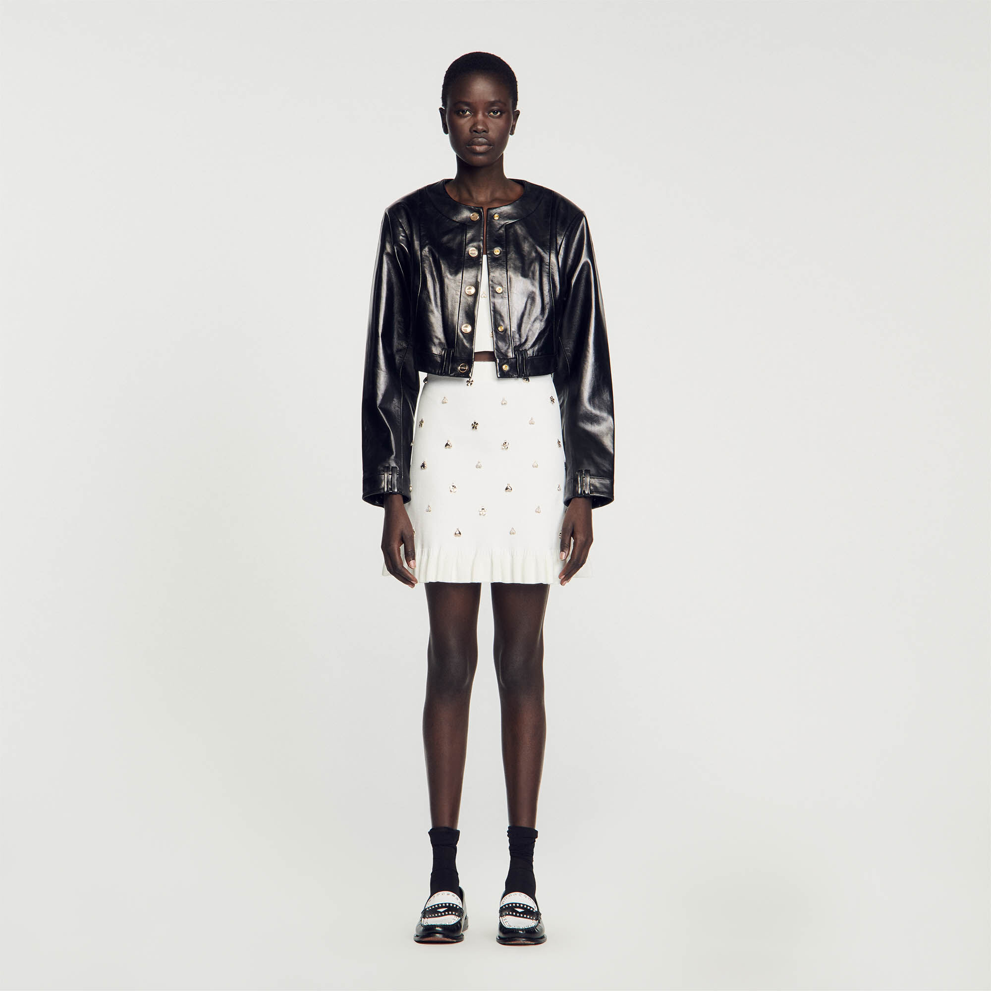 Blouson cuir online sandro femme