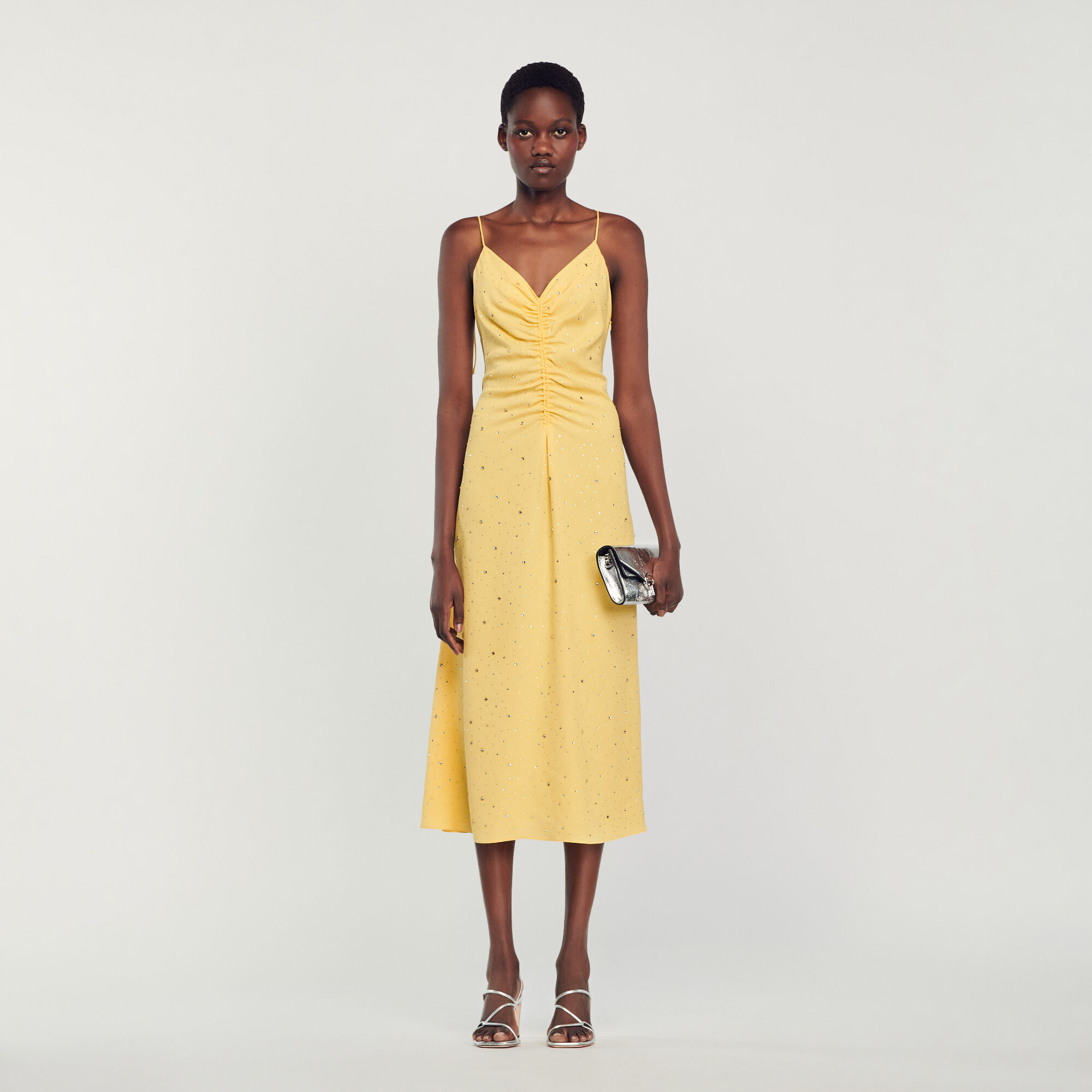 Abito con strass SFPRO03260 Giallo Abiti Sandro Paris
