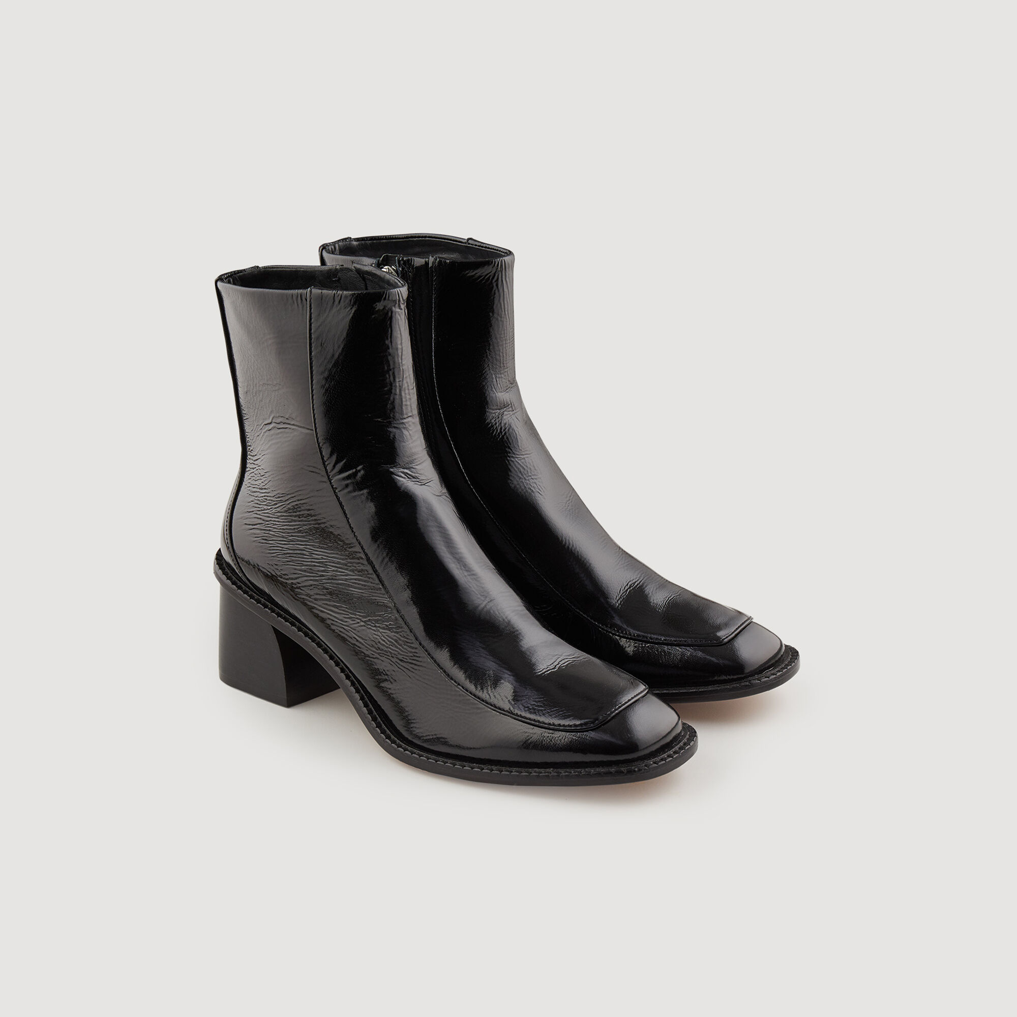 Boots en cuir vernis talon SFACH00656 Noir Toutes les