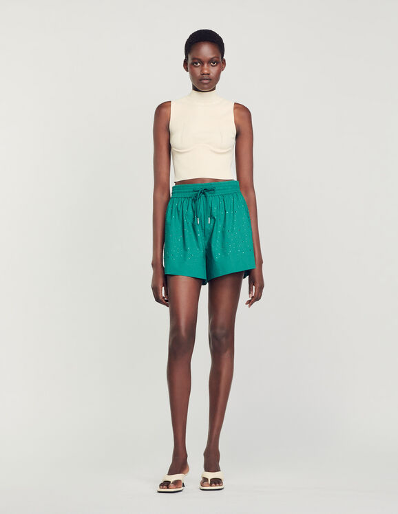 Shorts con strass Verde smeraldo Femme