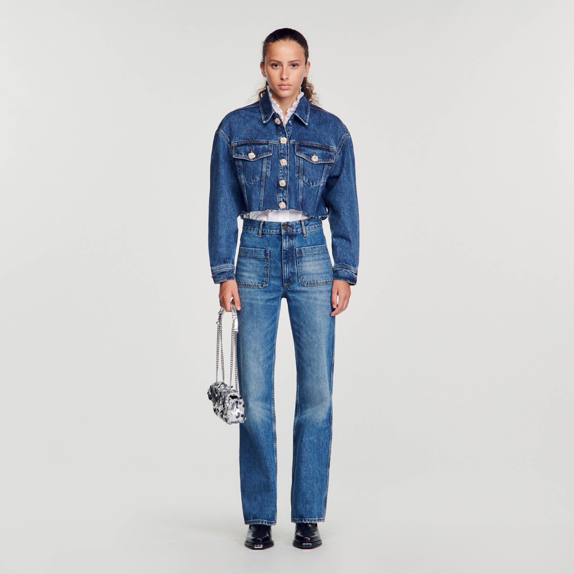 Giacca corta in jeans SFPBL00851 Giacche Giubbotti Sandro Paris