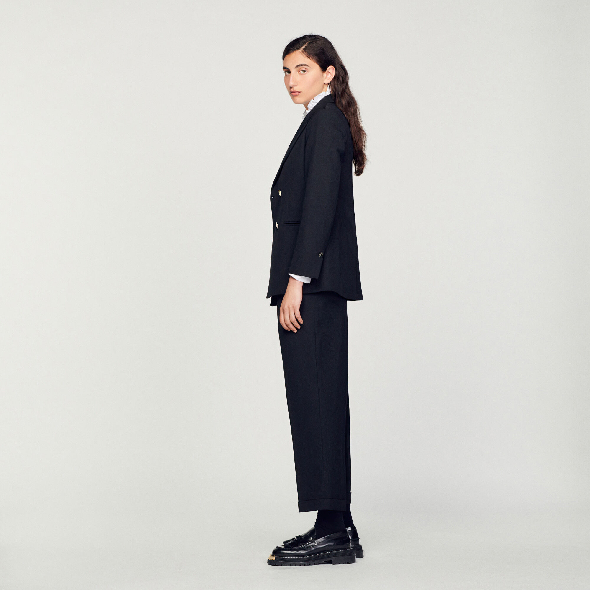 Veste de tailleur double boutonnage SFPVE00569 Noir Blousons