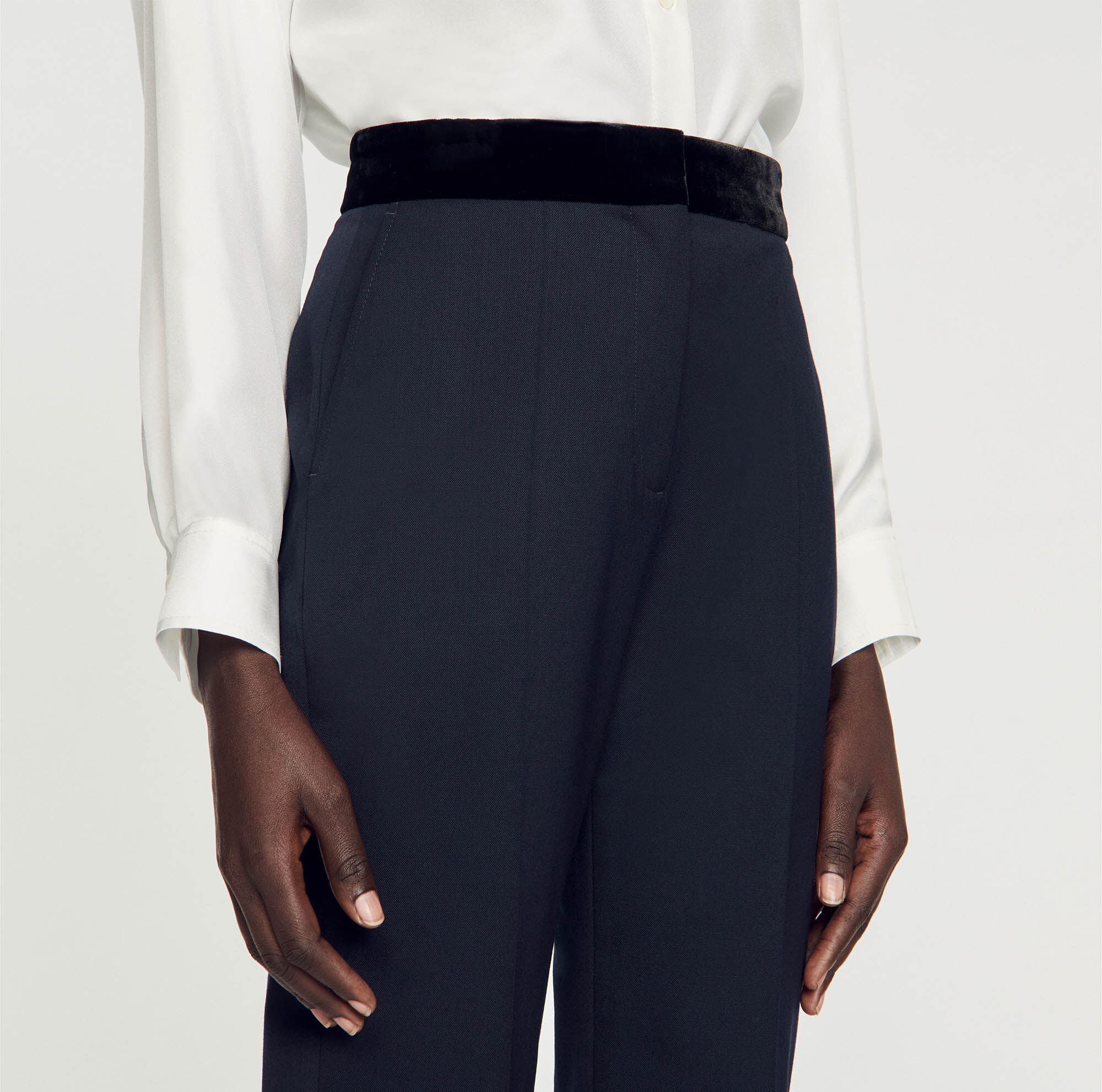 Pantalon classique new arrivals bleu marine femme