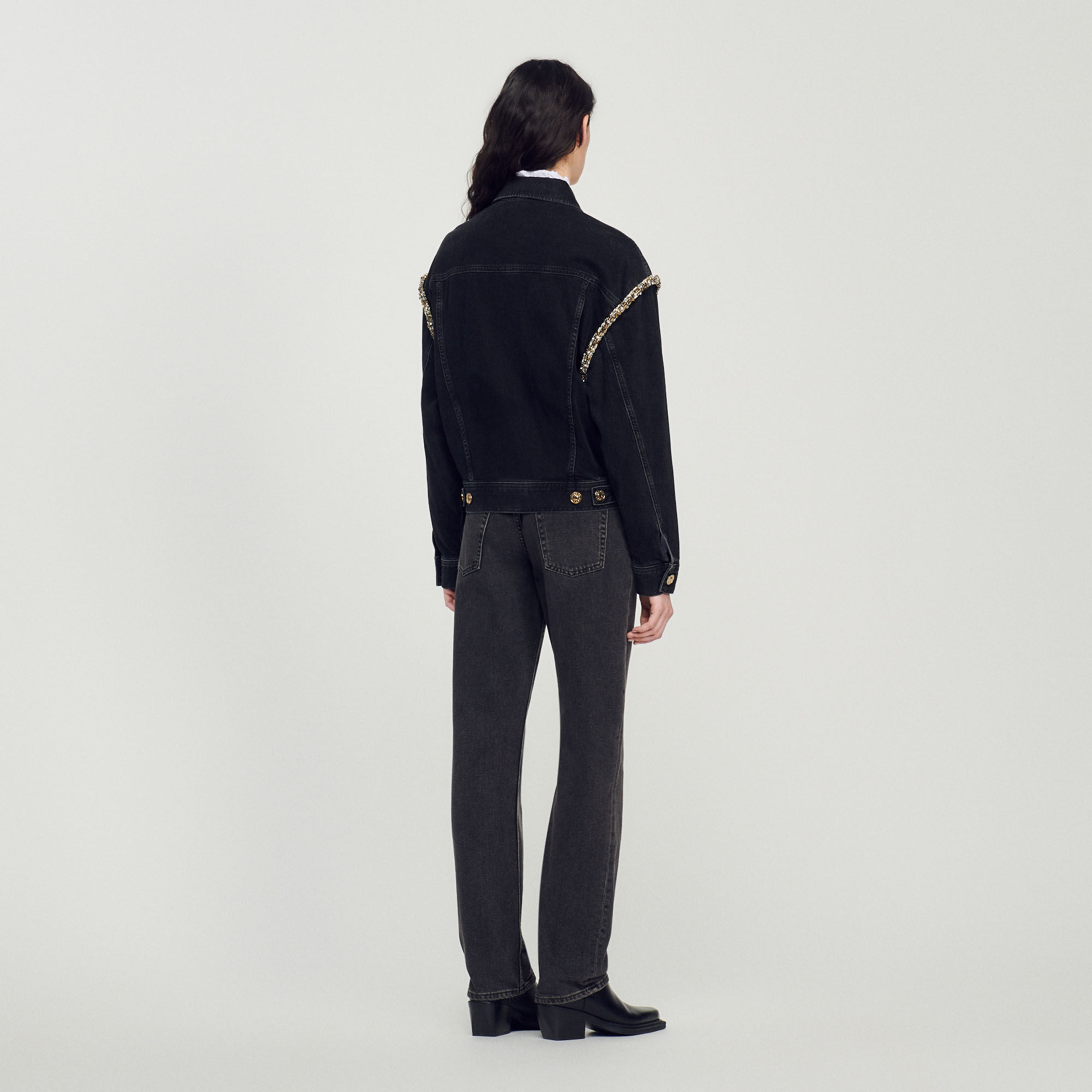Veste en jean bicolore femme sales