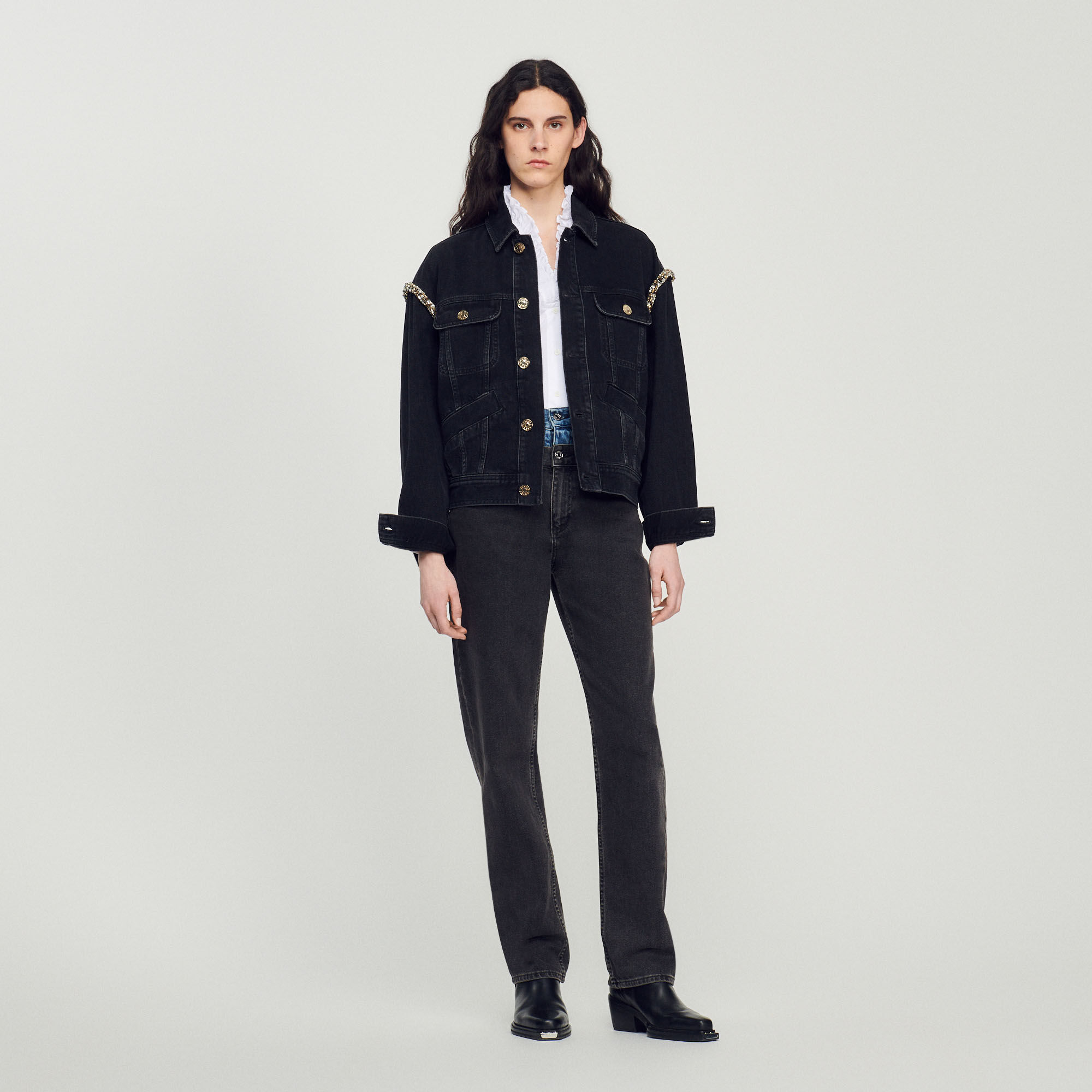 Veste en on sale jean bicolore femme