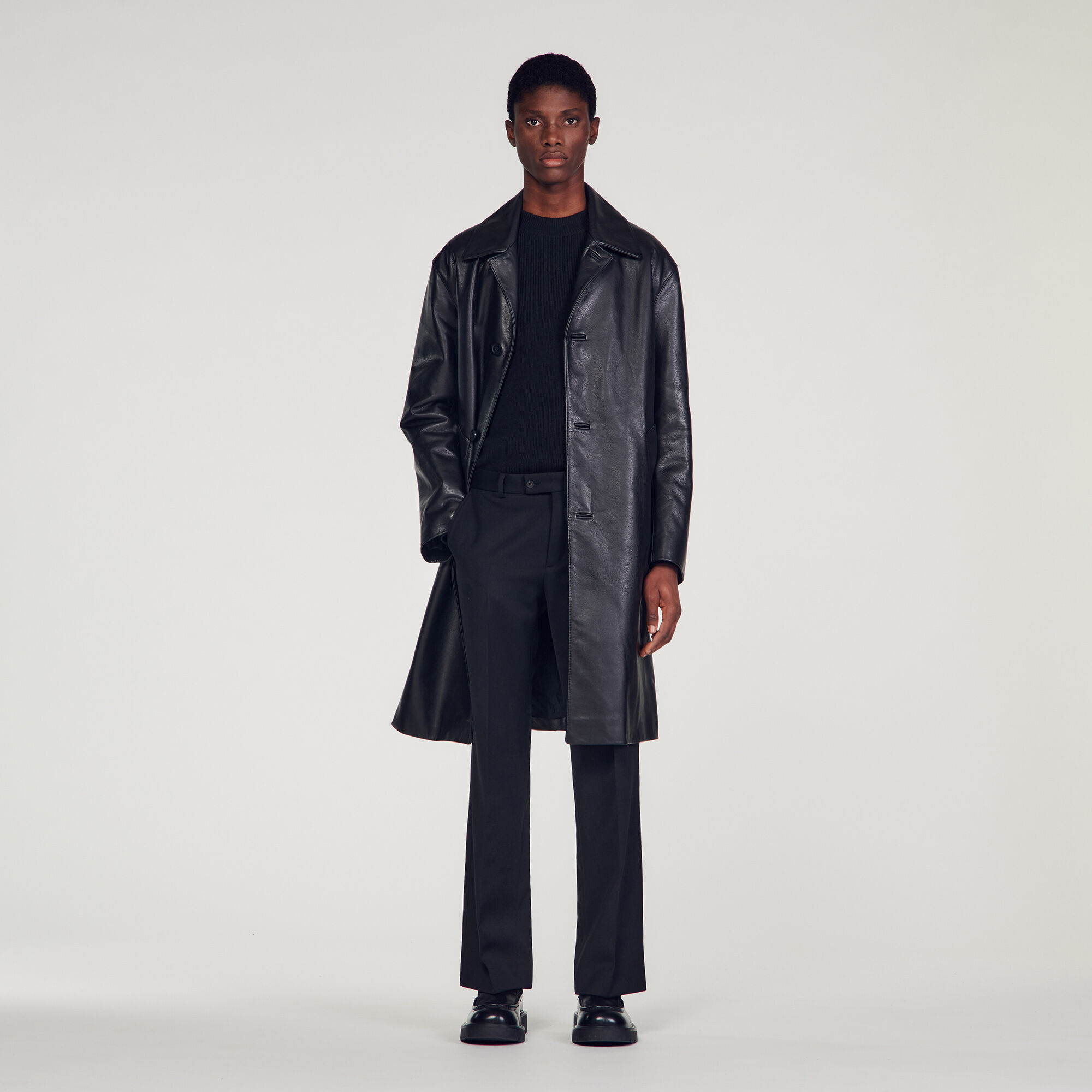 Manteau noir hotsell cuir