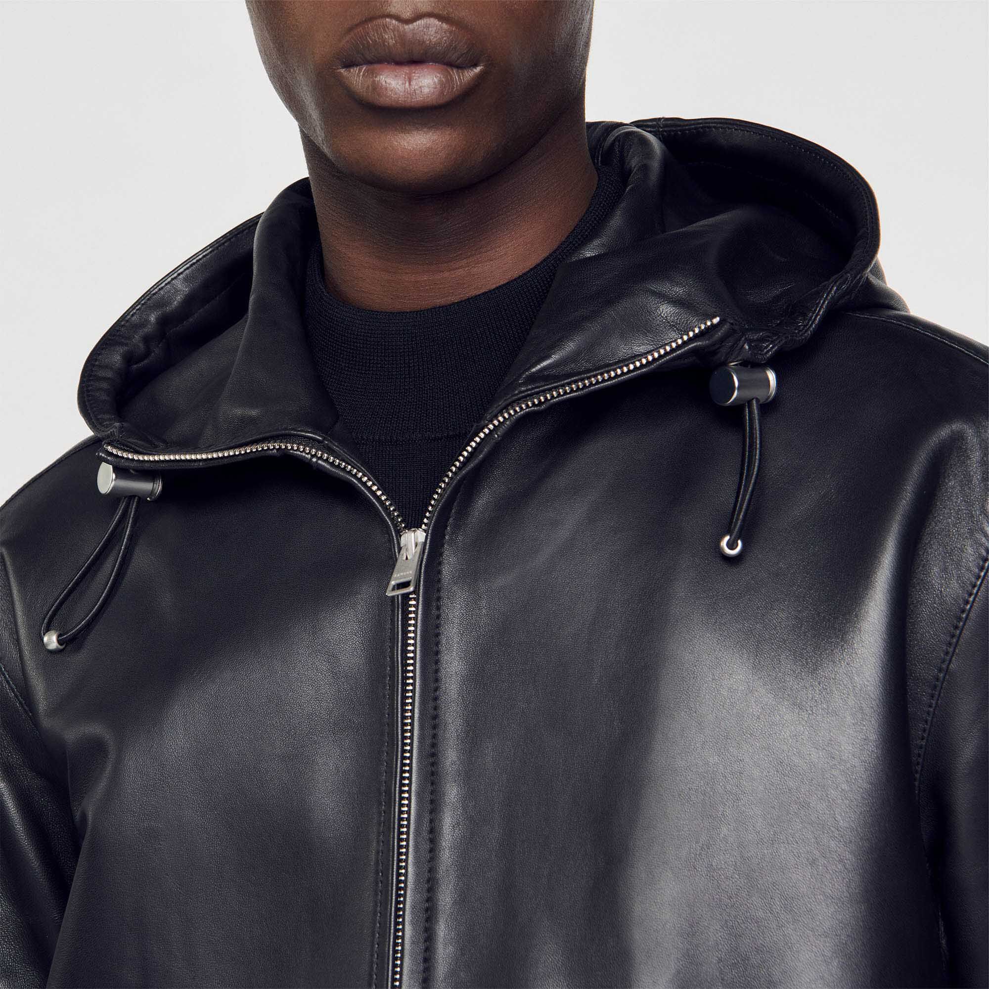Blouson cuir sandro hotsell homme