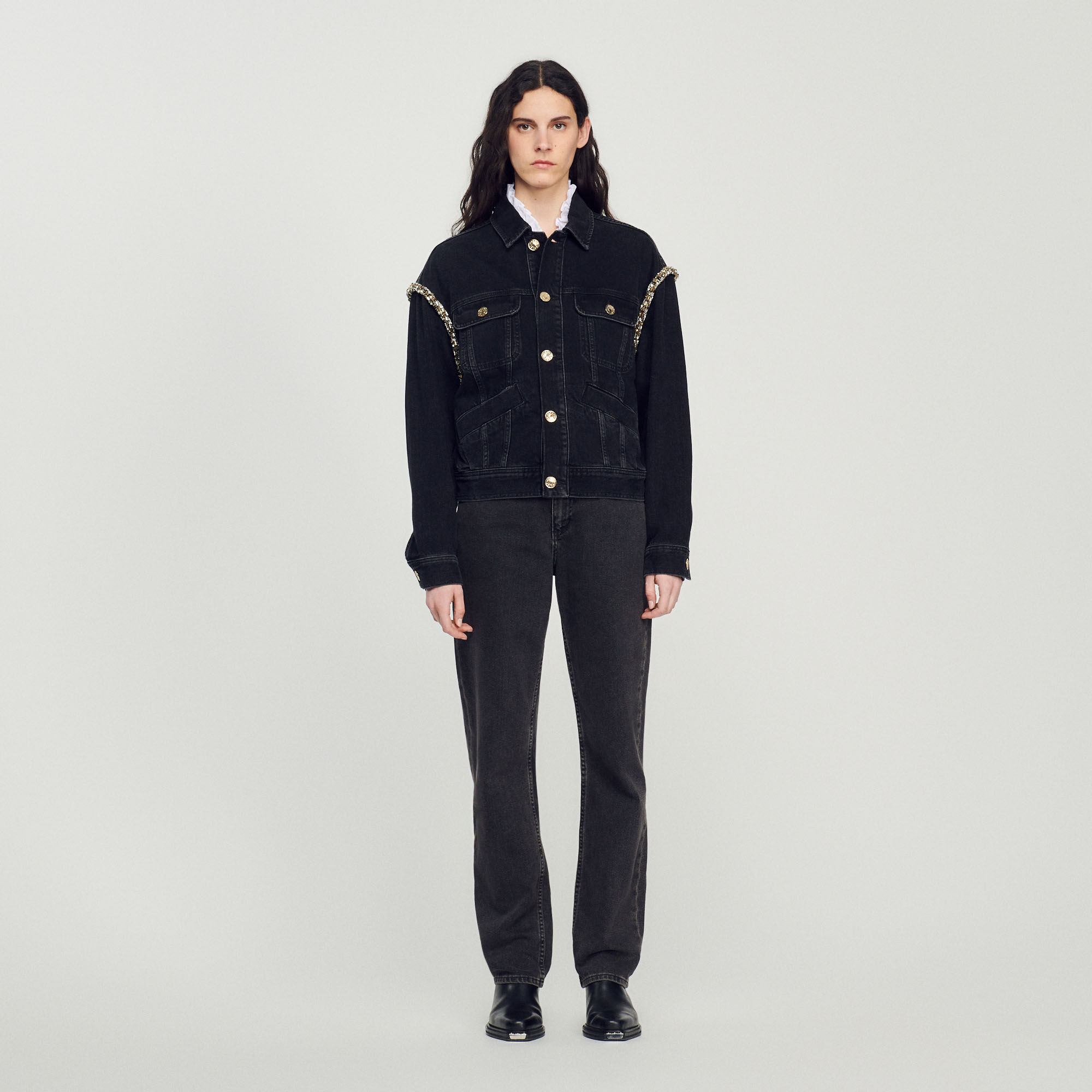 Veste en jean oversize strass e