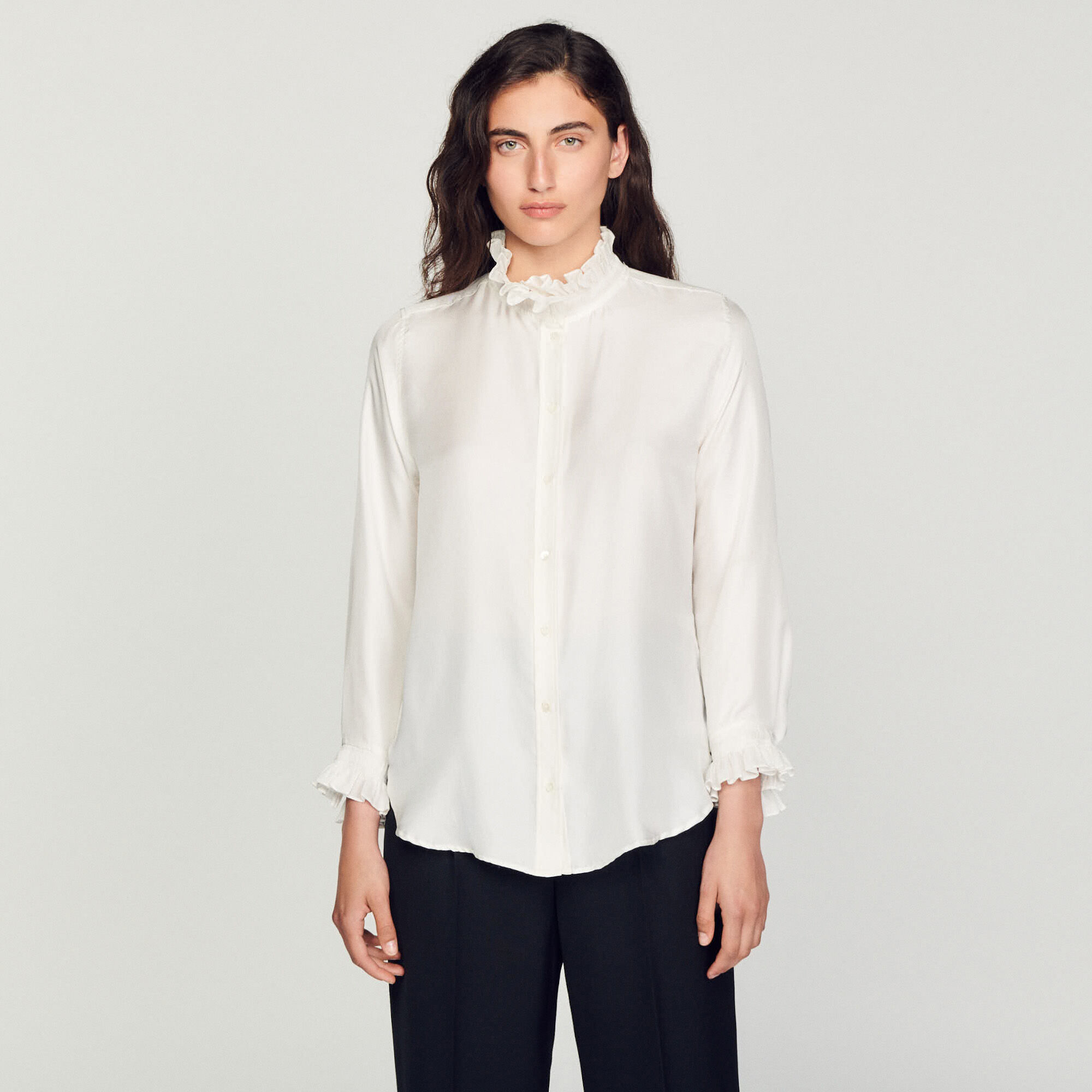 Camicia seta con collo arricciato SFPCM00517 Top Camicie