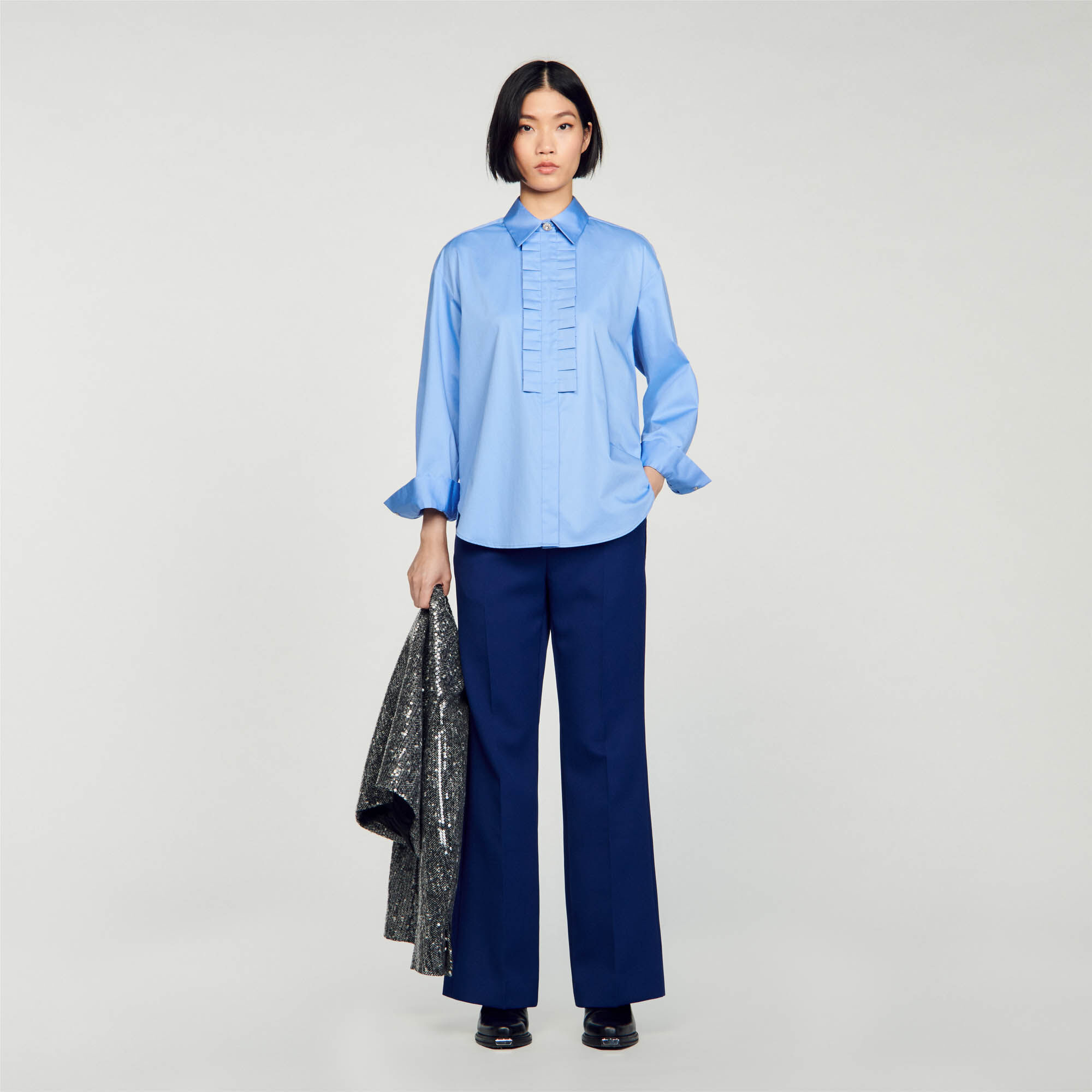 Camicia con colletto jabot SFPCM00956 Top Camicie Sandro Paris