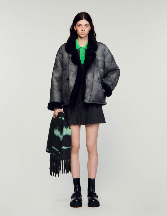 Cappotto in shearling Antracite Femme