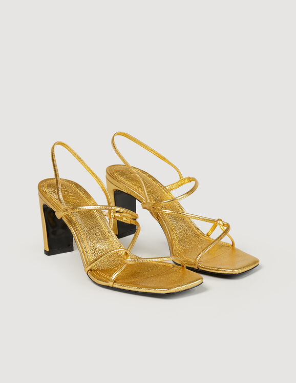 Sandales en cuir embossé Gold Femme