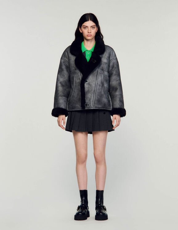 Cappotto in shearling Antracite Femme