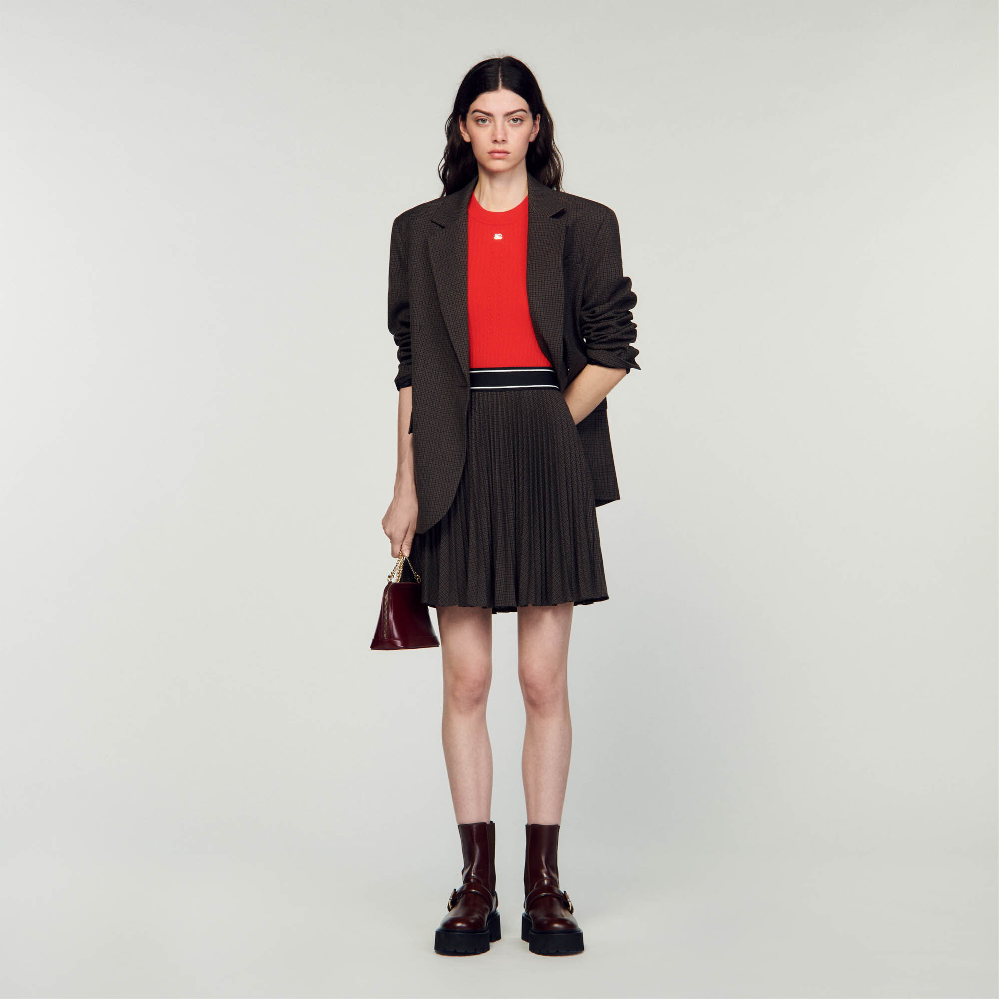 Gonna sales plissettata bordeaux